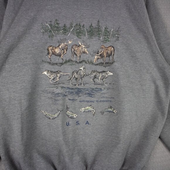 Northern Elements USA Outdoor Wolf Fish Moose Crewneck - Picture 3 of 7